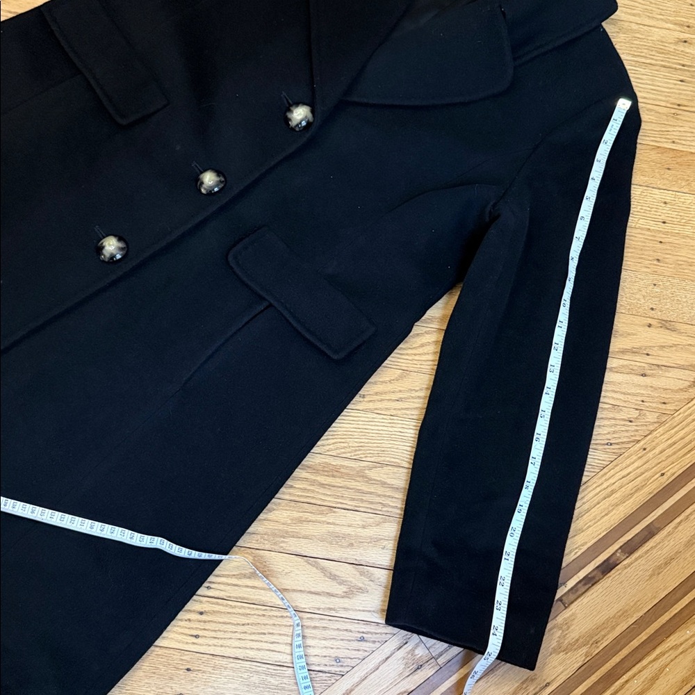 Fleurette Wool Cashmere Black Coat Size 16 Made in USA Classic Winter Overcoat - Picture 10 of 13